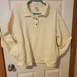 2/$10 PINK Victoria's Secret Cream Oversized Polo Sweatshirt
